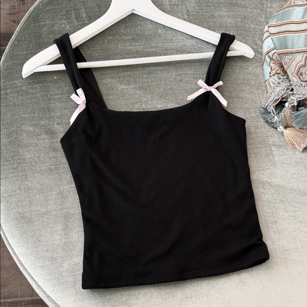 Gaze Black Camisole with Pink Bows size S